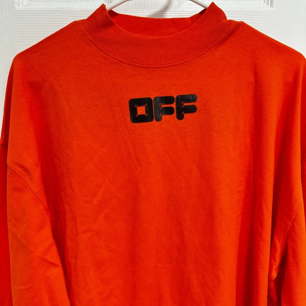 OFF-WHITE Logo Print Long-Leeve T-Shirt in Orange - Picture 5 of 8